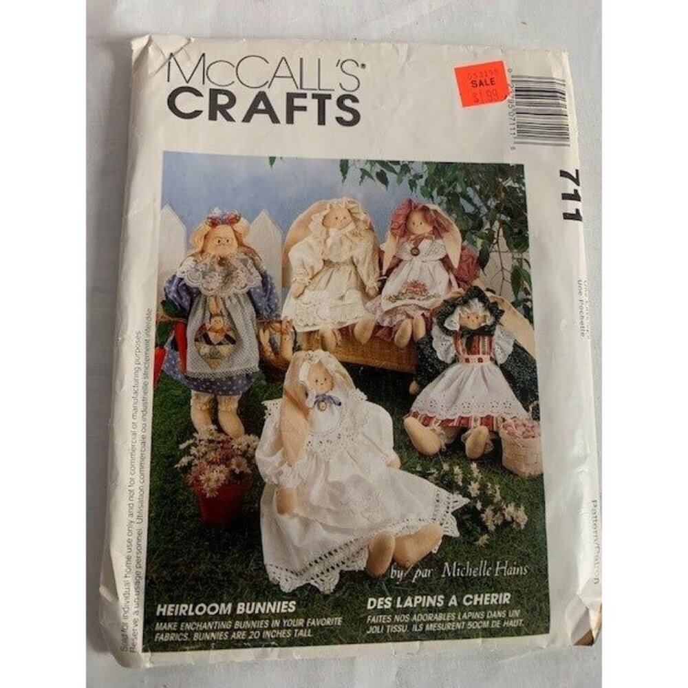 McCalls Crafts Heirloom Bunnies Pattern 711 1995